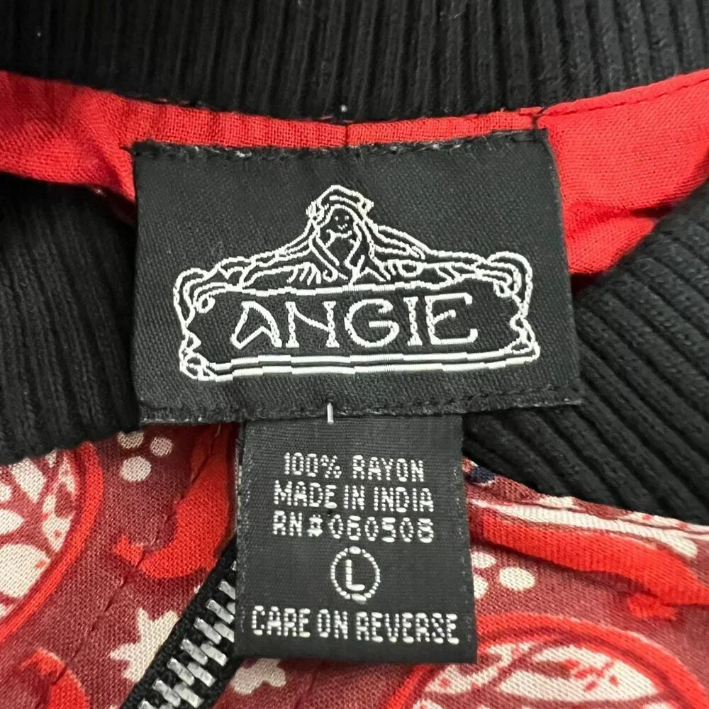 Angie Women’s Paisley Jacket Full Zip Red/Multi Size Large